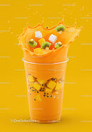 Refreshing tropical mango smoothie with fresh fruit splash