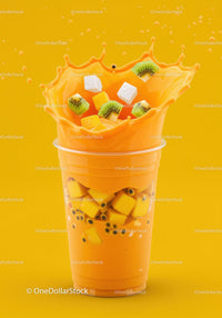 Refreshing tropical mango smoothie with fresh fruit splash