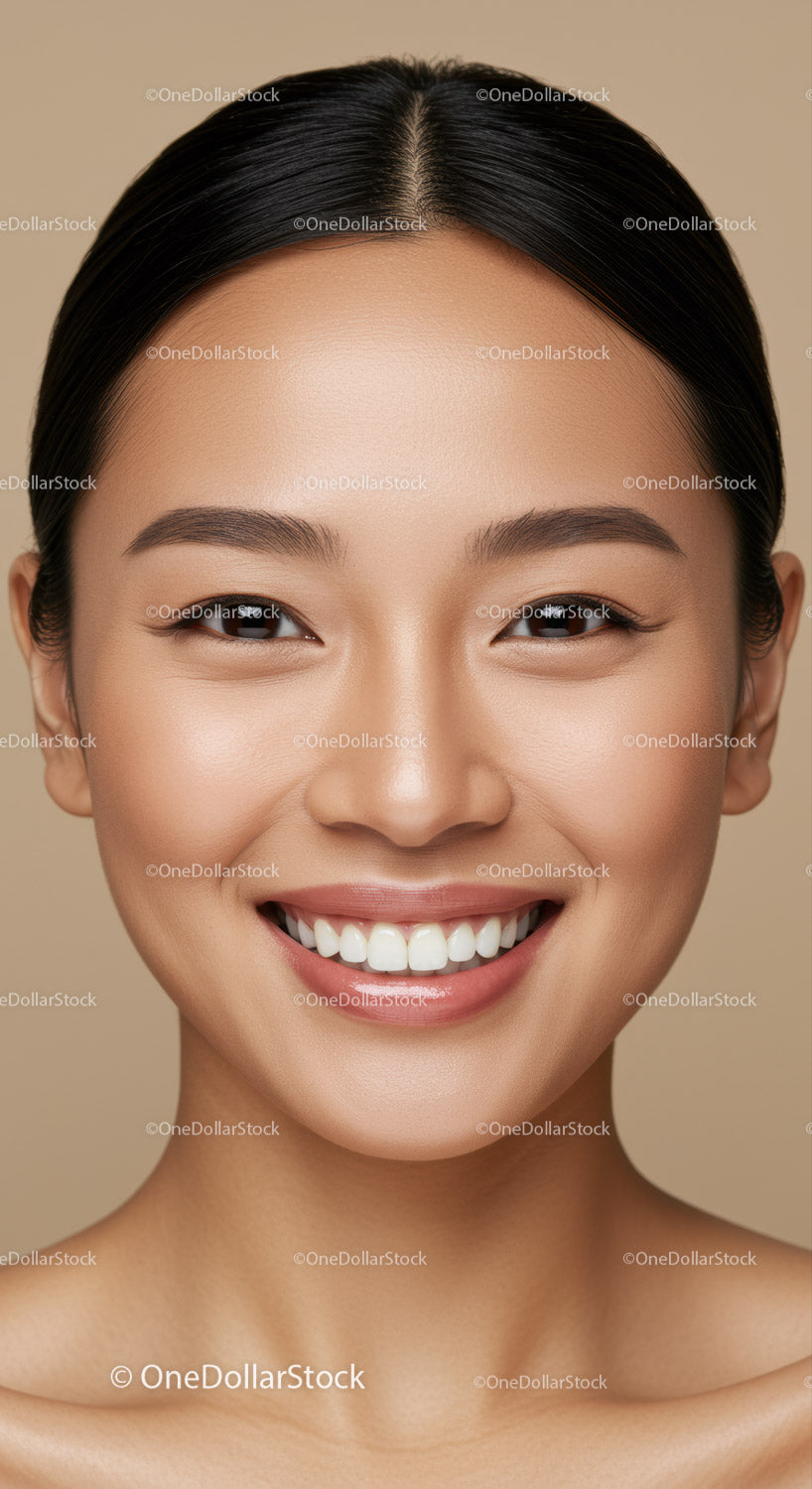 Cheerful young woman with radiant healthy skin