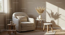 Cozy neutral living room corner with textured armchair