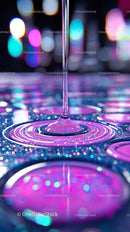 Colorful Liquid Drops with Neon Effect in Abstract Macro Scene