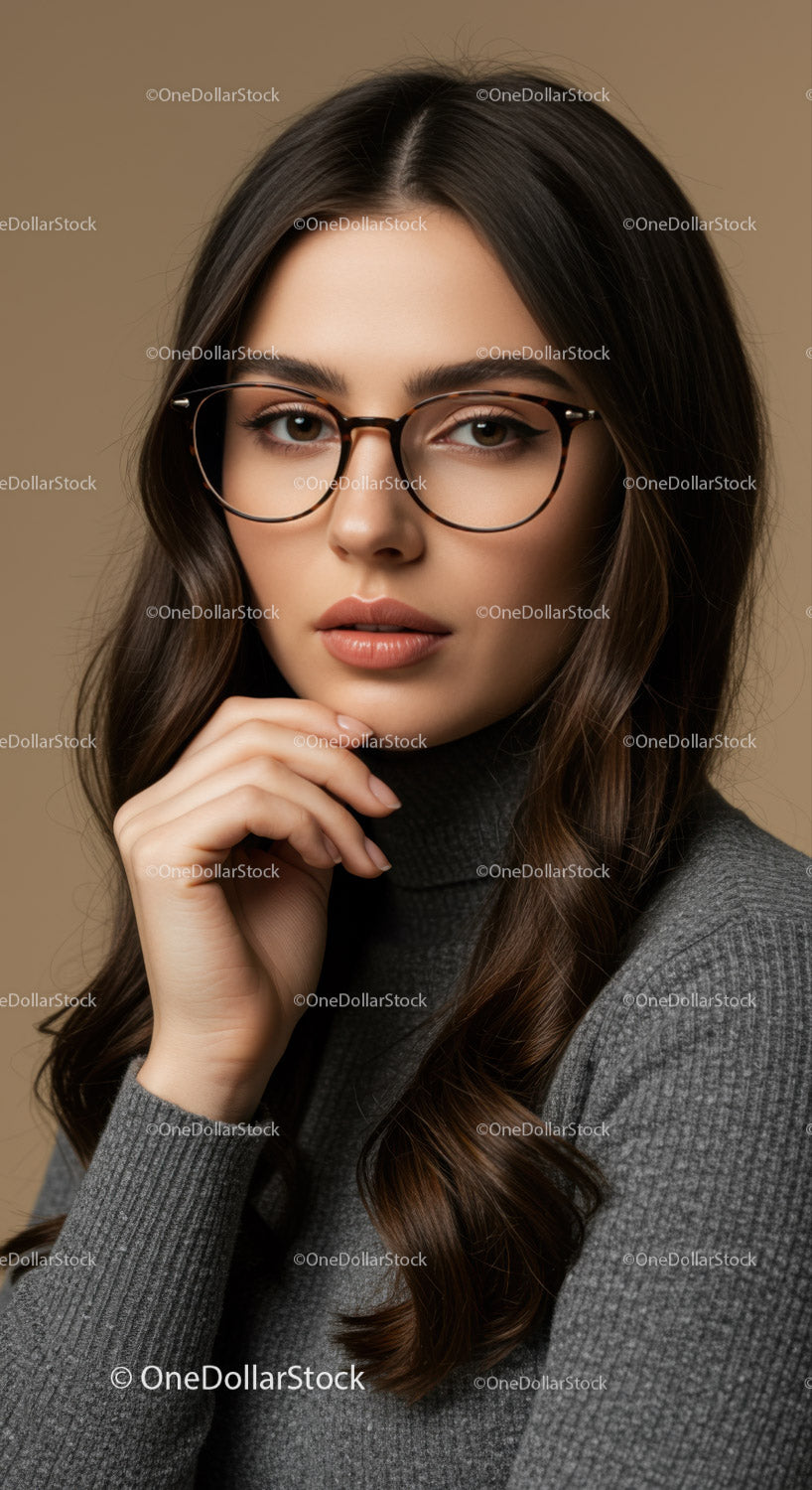 Elegant Woman with Glasses in Fashionable Portrait
