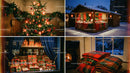Cozy Christmas Decor and Festive Market Scene at Dusk