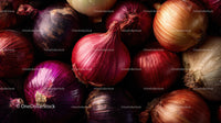 Close-up of Vibrant Red Onions with Water Droplets for Food Photography