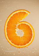 Fresh Orange Slice with Water Droplets in Close Up