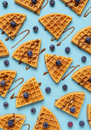 Blueberry Topped Waffles with Chocolate Drizzle