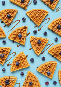 Blueberry Topped Waffles with Chocolate Drizzle