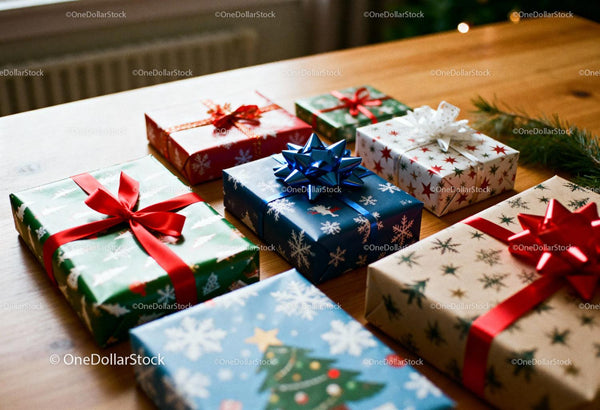 Assorted Christmas Presents with Festive Wrapping and Bows