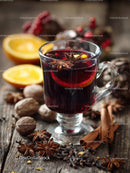 Mulled Wine with Spices and Citrus in Rustic Setting