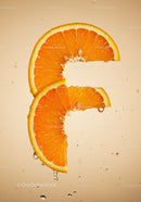 Fresh orange slices with water droplets on beige background