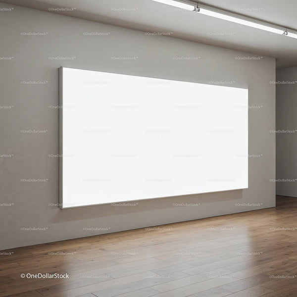 Large Blank Canvas on Wall in Modern Gallery Space JPG Mockup Image