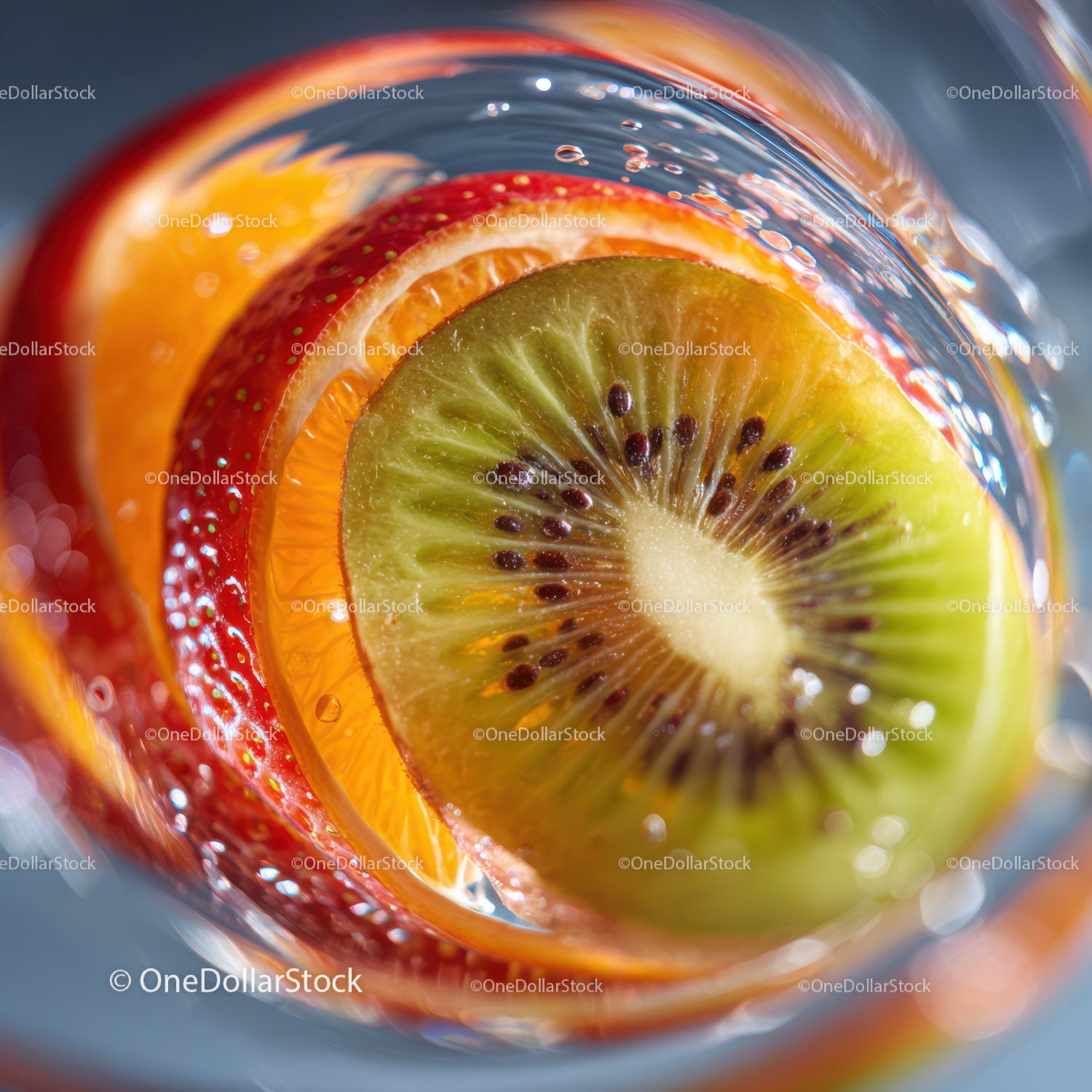 Vibrant Assortment of Fresh Juicy Fruit Slices with Kiwi and Citrus