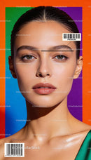 Portrait of young woman with glowing skin and colorful backdrop
