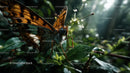 Close-up of a Vibrant Orange and Black Butterfly on Green Leaf in Nature