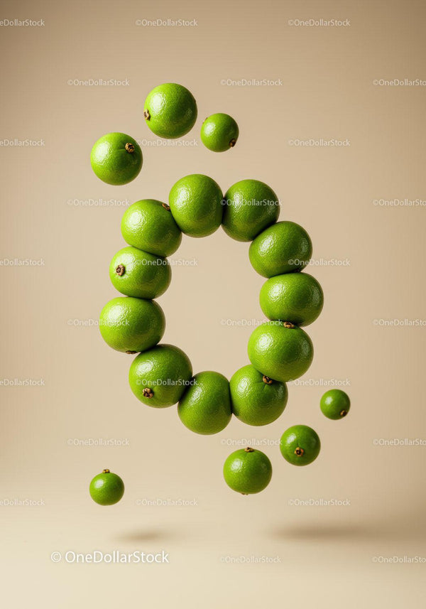 Fresh limes arranged in floating circle on neutral background