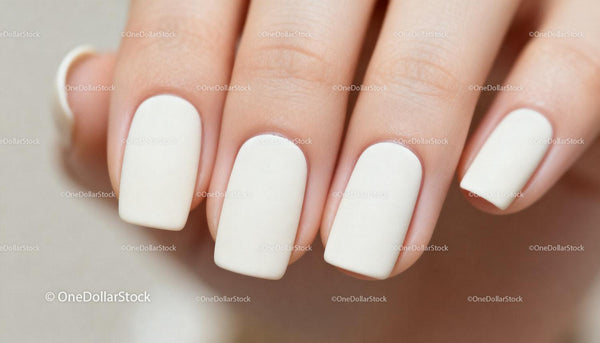 Close-Up of Manicure with Smooth Matte White Nails