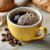 Freshly Brewed Coffee in a Bright Yellow Cup