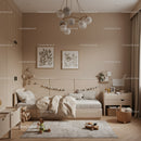 Stylish Modern Nursery with Wooden Elements and Soft Decor