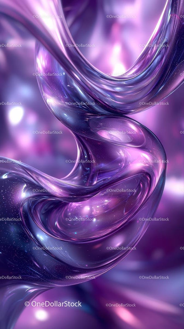 Futuristic Abstract Swirling Glass Artwork in Purple and Pink Colors