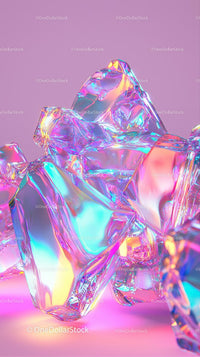 Colorful Iridescent Ice Cubes with Bright Reflective Surfaces
