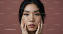 Close-Up of a Young Woman with Flawless Skin and Eye Makeup