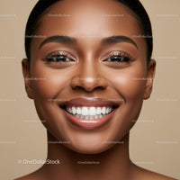 Confident young woman smiling with radiant skin