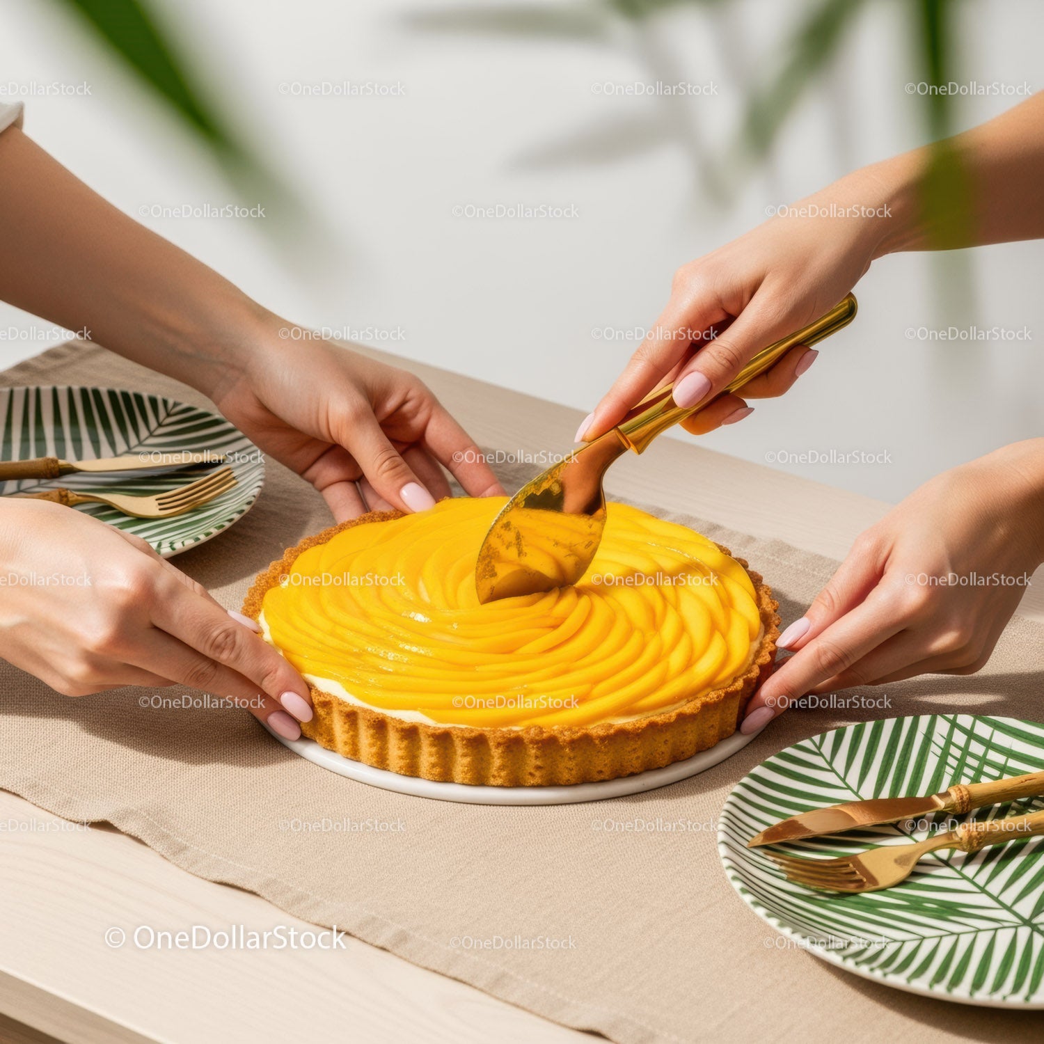Fresh Mango Tart with Vibrant Sliced Mango on a Pastry Base