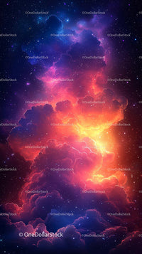 Vibrant Cosmic Nebula with Bright Stars and Space Clouds