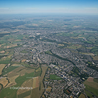 Aerial Cityscape with Roads and Green Spaces in Bright Daylight