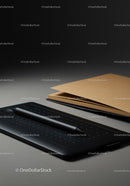 Modern Black Graphics Tablet with Stylus Pen on Desk