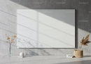 Minimalist interior with empty canvas and natural decor