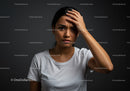 Stress and Frustration Concept Featuring a Woman with Hand on Head