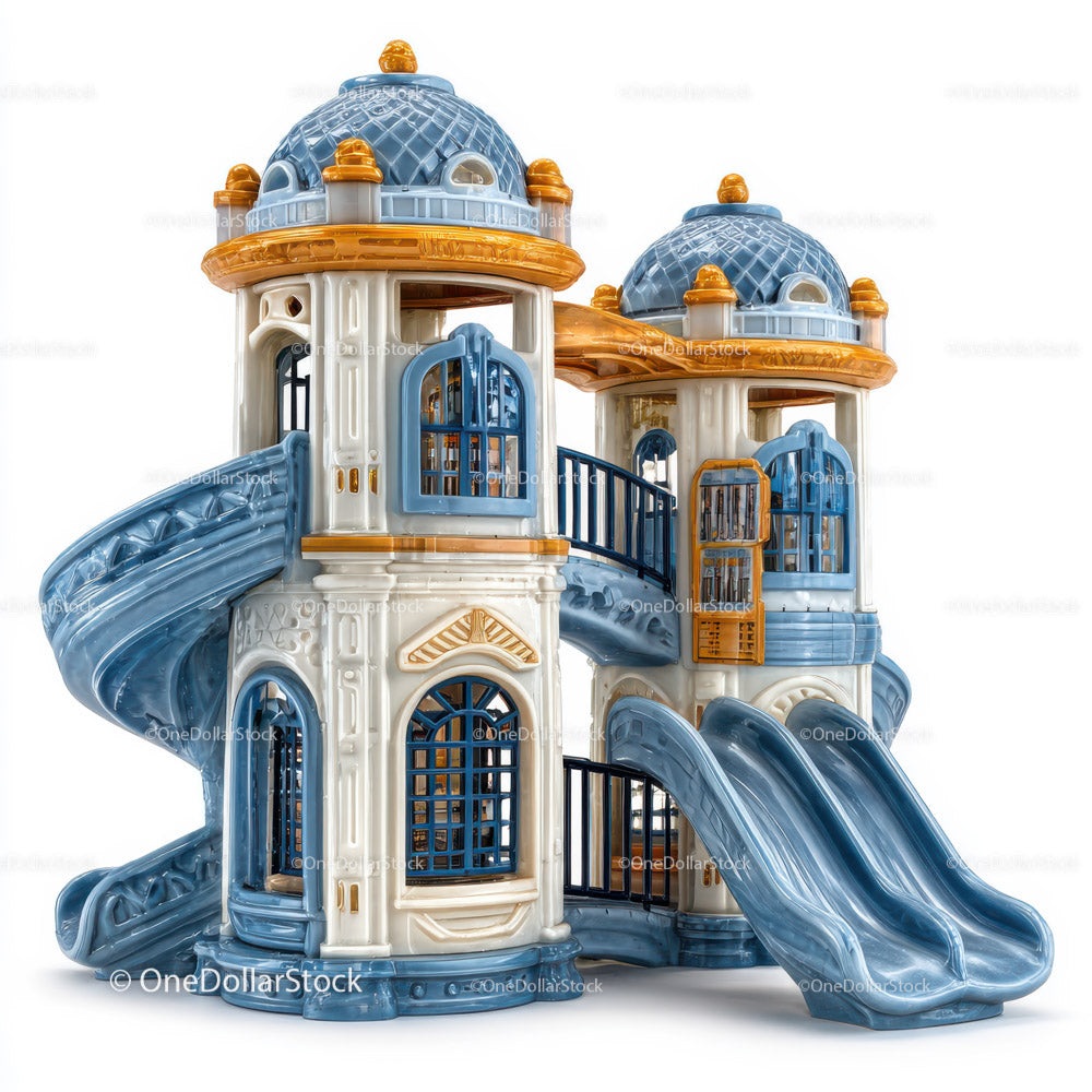 Colorful Plastic Playground Slide with Towers for Kids Outdoor Play