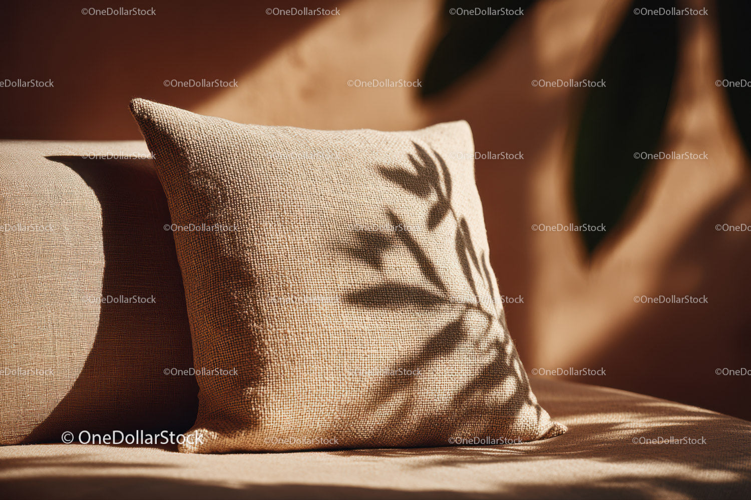 Beige Fabric Cushion with Textured Surface for Modern Home Decor