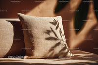 Beige Fabric Cushion with Textured Surface for Modern Home Decor