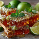 Delicious Lime Mint Gelatin Dessert with Honey Drizzle