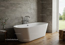 Modern Bathroom with Freestanding Bathtub and Gray Tiled Wall
