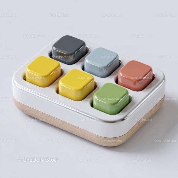 Multicolor Square Buttons on Compact White Base
