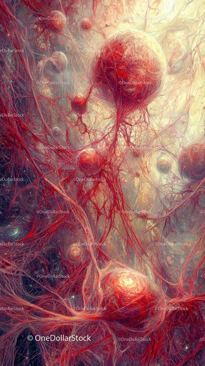 Abstract Neural Network Digital Art with interconnected Brain Cells