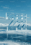 Frozen 2022 Ice Sculpture on Winter Landscape