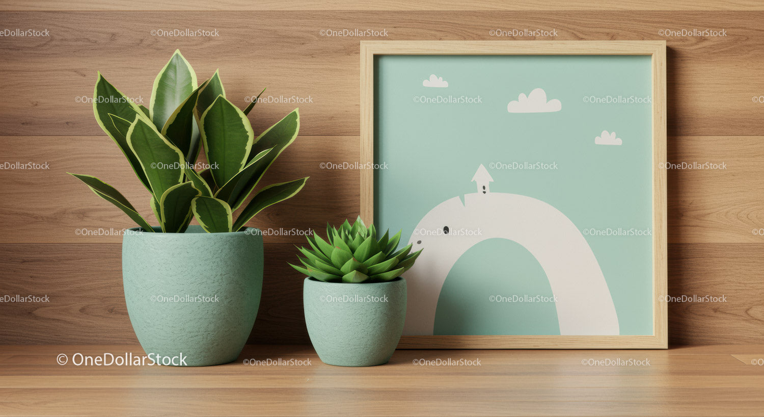 Indoor Plants and Stylish Wall Art in Modern Minimalist Home