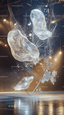 Futuristic Glass Art Installation with Light Effects