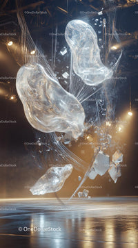 Futuristic Glass Art Installation with Light Effects
