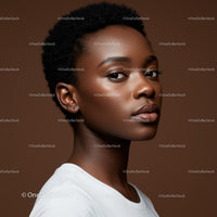 Elegant Portrait of a Young Black Woman with Short Curly Hair