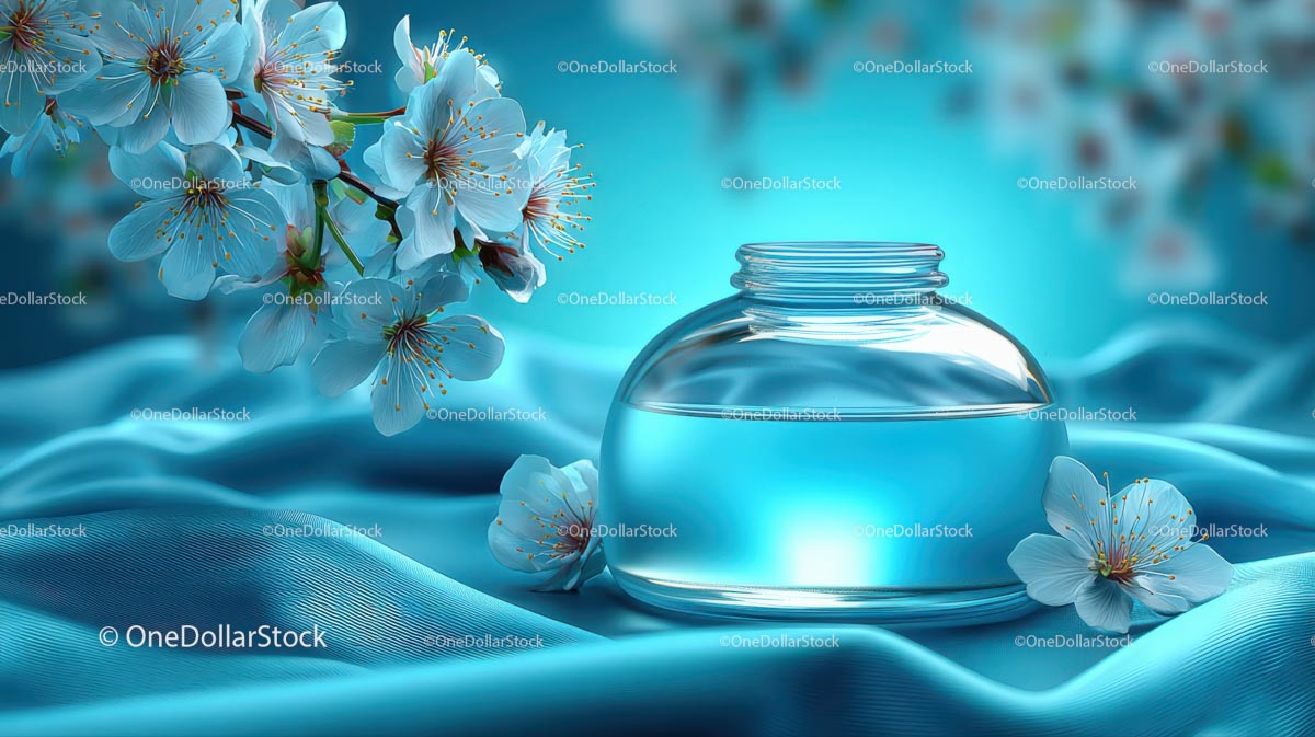 Refreshing Drink Surrounded by Delicate Cherry Blossoms