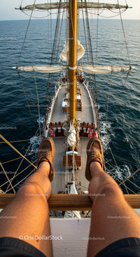 Relaxing on a Tall Ship with Stunning Ocean Views