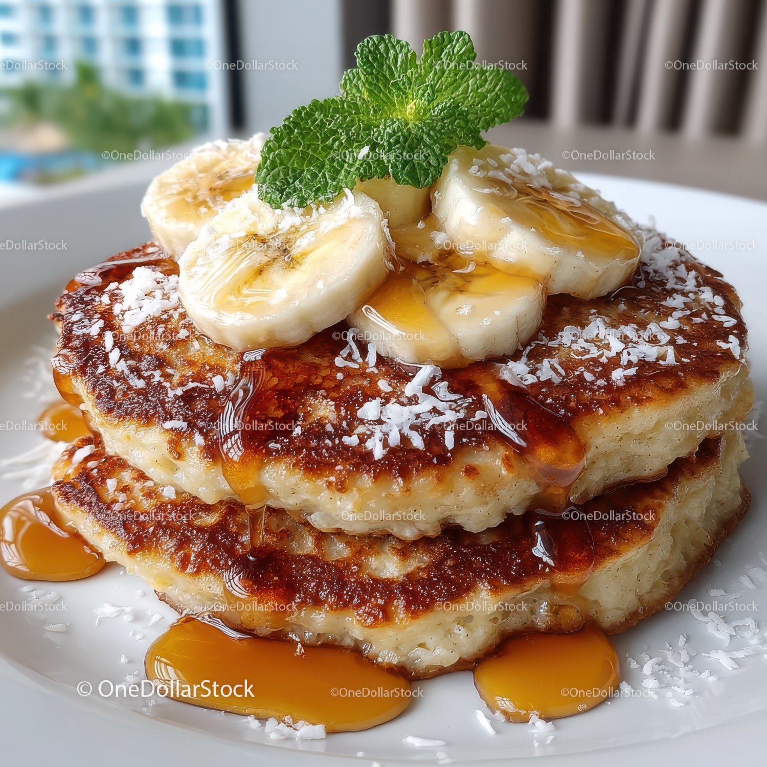 Fried Plantains with Banana Slices and Caramel Drizzle