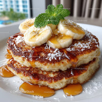 Fried Plantains with Banana Slices and Caramel Drizzle