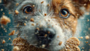 Close-up of a Cute Puppy with Water Droplets and Sand on Fur