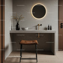 Modern Bathroom with Marble Vanity and Backlit Round Mirror